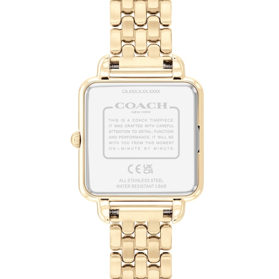 Ladies' Coach Cass Crystal Accent Gold-Tone IP Watch with Square Gold-Tone Dial (Model: 14504495)