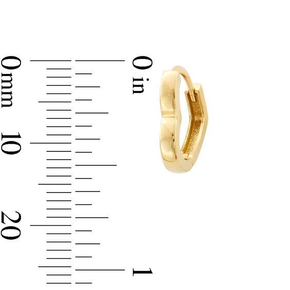 13.0mm Heart-Shaped Huggie Hoop Earrings in Semi-Solid 10K Gold