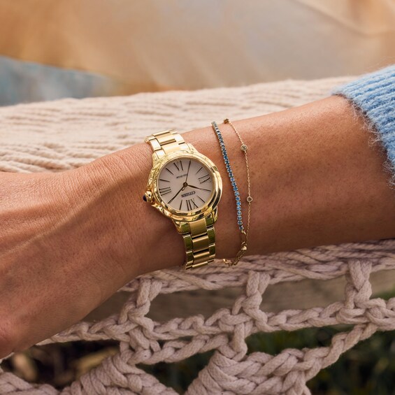 Ladies' Citizen Eco-DriveÂ® Dress Classic Ceci Gold-Tone IP Watch with White Dial (Model: Em1162-52A)