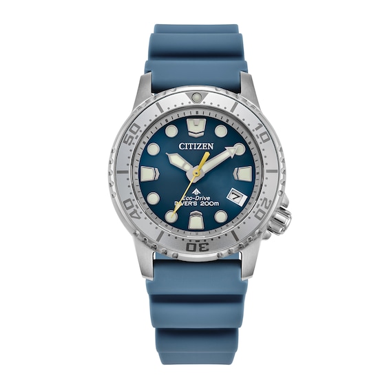 Ladies' Citizen Eco-DriveÂ® Promaster Dive Blue Rubber Strap Watch with Blue Dial (Model: Eo2027-09L)