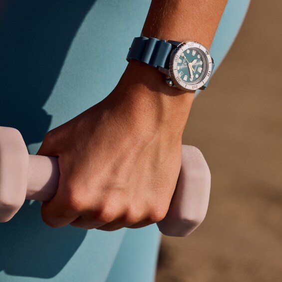 Ladies' Citizen Eco-DriveÂ® Promaster Dive Blue Rubber Strap Watch with Blue Dial (Model: Eo2027-09L)