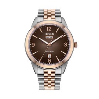 Men's Citizen Eco-Drive Dress Classic Rolan Two-Tone IP Watch with Brown  Dial (Model: AW0156-57X) | Zales