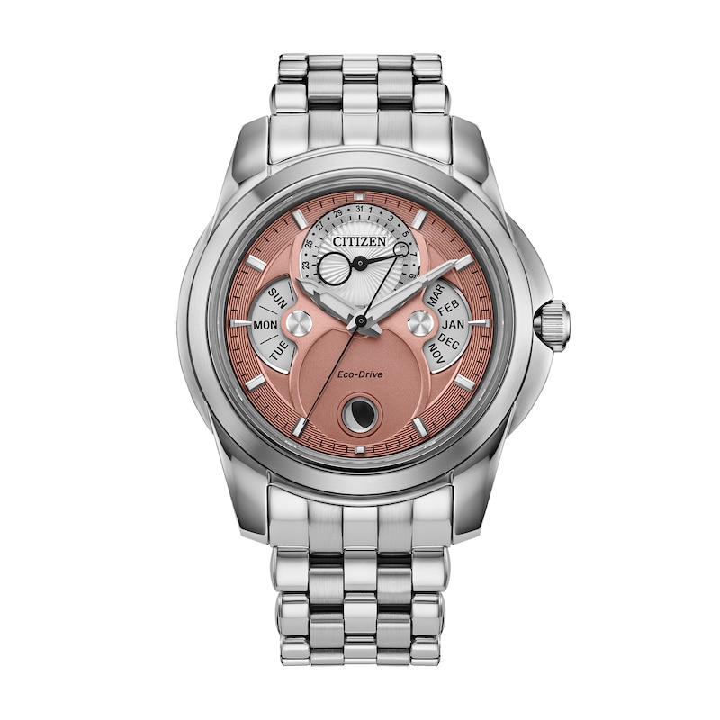 Main Image 1 of Men’s Citizen Eco-Drive® Dress Classic Calendrier Chronograph Watch with Salmon Pink Dial (Model: BU0080-52X)