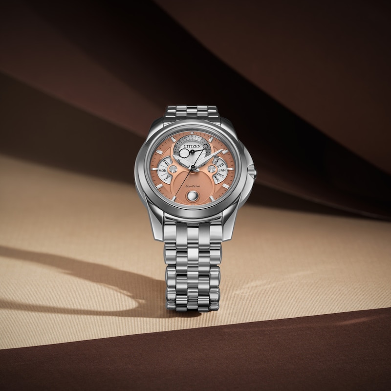 Main Image 3 of Men’s Citizen Eco-Drive® Dress Classic Calendrier Chronograph Watch with Salmon Pink Dial (Model: BU0080-52X)