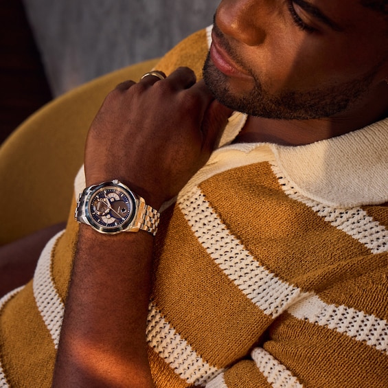 Menâs Citizen Eco-DriveÂ® Dress Classic Calendrier Chronograph Watch with Blue Dial (Model: Bu0088-51H)