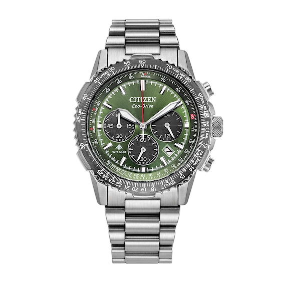 Menâs Citizen Eco-DriveÂ® Promaster Air Navihawk Chronograph Watch with Olive Green Dial (Model: Ca4664-60W)