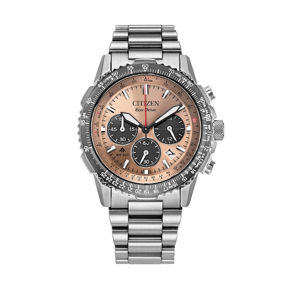 Menâs Citizen Eco-DriveÂ® Promaster Air Navihawk Chronograph Watch with Salmon Pink Dial (Model: Ca4664-60X)