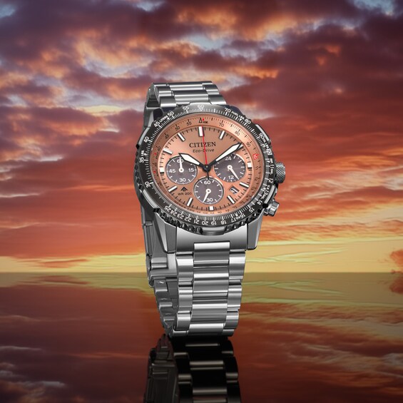 Menâs Citizen Eco-DriveÂ® Promaster Air Navihawk Chronograph Watch with Salmon Pink Dial (Model: Ca4664-60X)