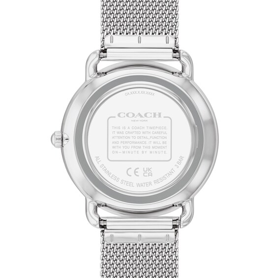 Ladiesâ Coach Elliot Pink Crystal Accent Bow Detail Watch with Silver-Tone Dial and Bracelet Box Set (Model: 14000123)