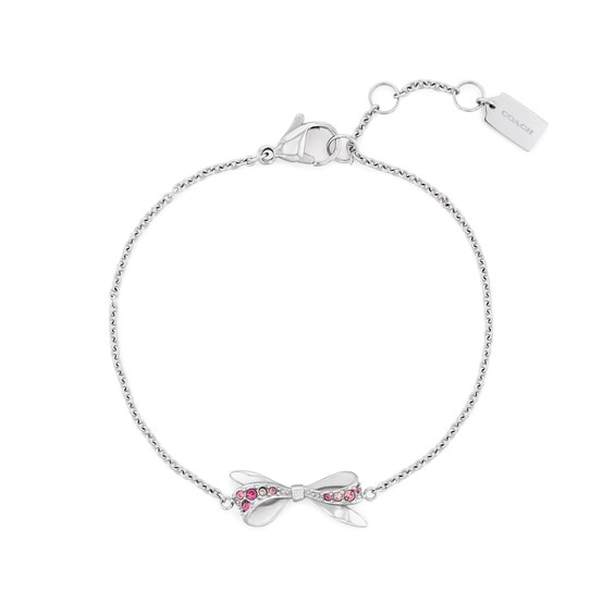 Ladiesâ Coach Elliot Pink Crystal Accent Bow Detail Watch with Silver-Tone Dial and Bracelet Box Set (Model: 14000123)