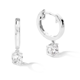 1 CT. T.W. Certified Lab-Created Diamond Solitaire Dangle Hoop Earrings in 14K White Gold (F/VS2)