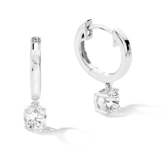 1 CT. T.w. Certified Lab-Grown Diamond Solitaire Dangle Hoop Earrings in 14K White Gold (F/Vs2)