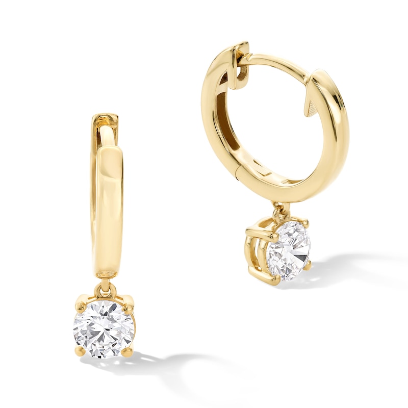 Main Image 1 of 1 CT. T.W. Certified Lab-Grown Diamond Solitaire Dangle Hoop Earrings in 14K Gold (F/VS2)
