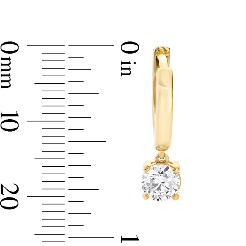 Main Image 3 of 1 CT. T.W. Certified Lab-Grown Diamond Solitaire Dangle Hoop Earrings in 14K Gold (F/VS2)