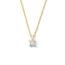 1/10 CT. Princess-Cut Diamond Miracle Solitaire Pendant in Sterling Silver with 14K Gold Plate (J/I3)
