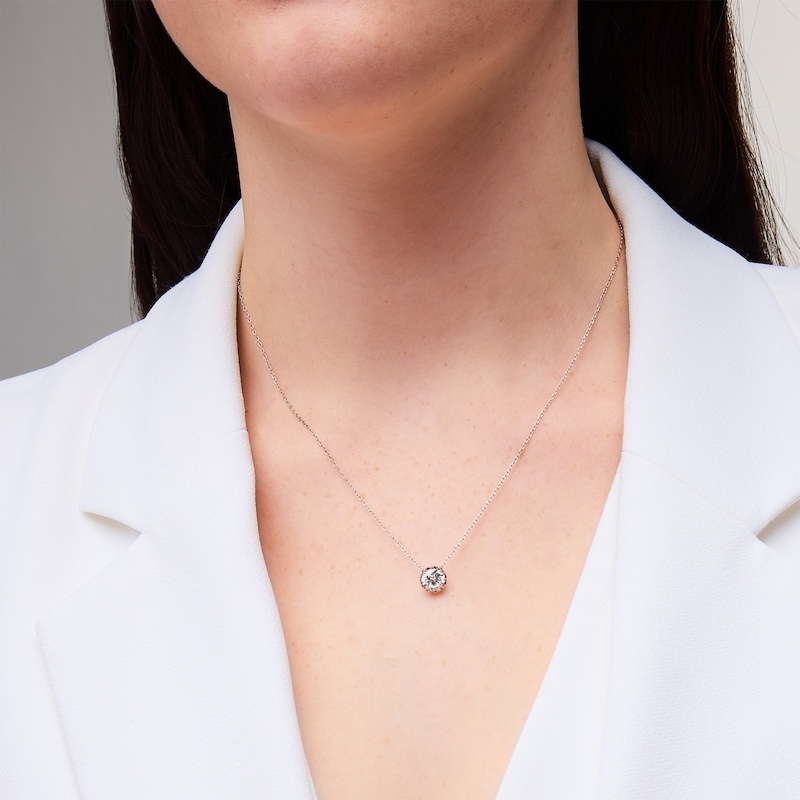 Main Image 2 of 1 CT. Certified Lab-Grown Diamond Miracle Solitaire Necklace in 14K White Gold (F/VS2) - 19"