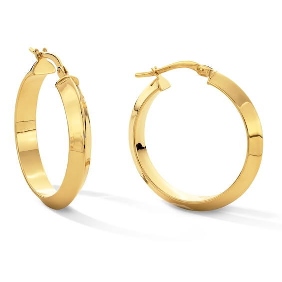 20.0mm Knife Edge Hoop Earrings in Hollow 10K Gold
