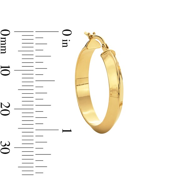 20.0mm Knife Edge Hoop Earrings in Hollow 10K Gold