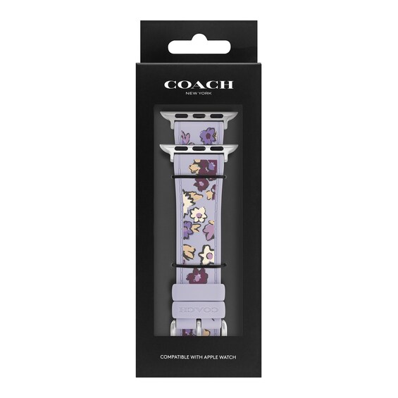 Ladies’ Coach Apple Watch Straps Purple Flower Interchangeable Replacement Band Smart Watch Attachment (Model: 14700293)