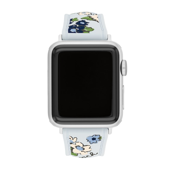 Ladiesâ Coach Apple Watch Straps Blue Flowers Interchangeable Replacement Band Smart Watch Attachment (Model: 14700294)