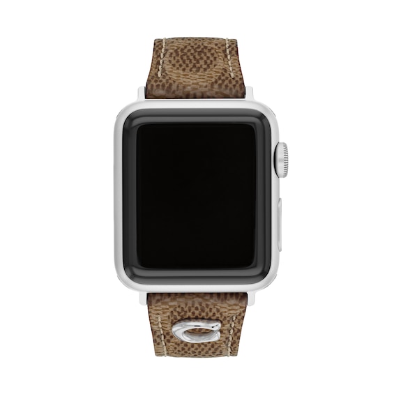 Ladies' Coach Apple Watch Straps Brown Leather Interchangeable Replacement Band Smart Watch Attachment (Model: 14700289)