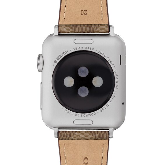 Ladies' Coach Apple Watch Straps Brown Leather Interchangeable Replacement Band Smart Watch Attachment (Model: 14700289)