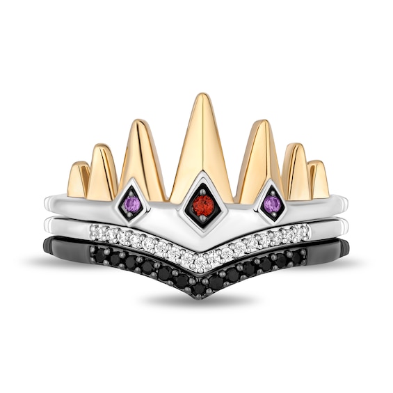 Collector's Edition Enchanted Disney Snow White Live Action Gemstone and Diamond Crown Ring Set in Sterling Silver
