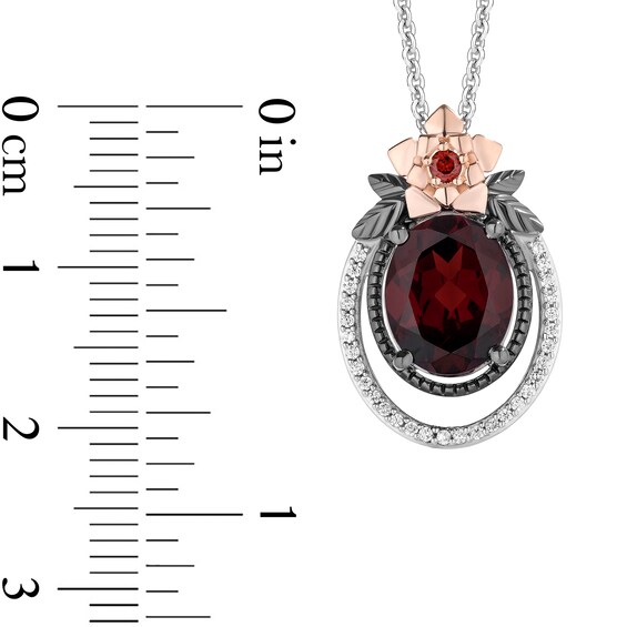 Collectorâs Edition Enchanted Disney Snow White Live Action Garnet and Diamond Pendant in Sterling Silver and Rose Gold