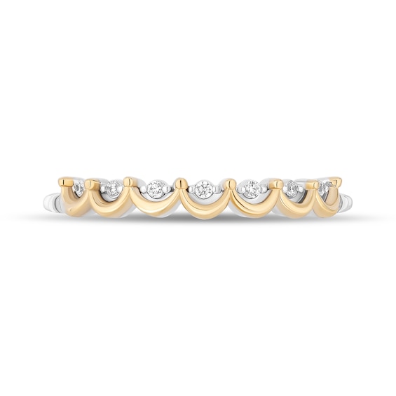 Enchanted Disney Belle 1/10 CT. T.w. Diamond Castle Two Piece Ring Set in Sterling Silver and 10K Gold