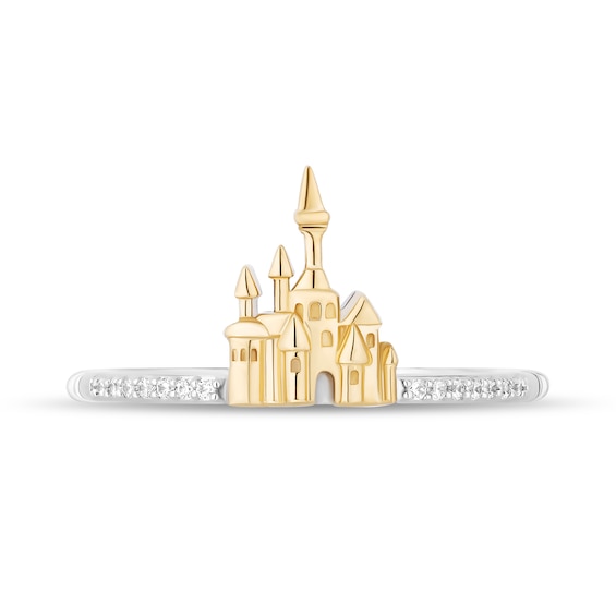 Enchanted Disney Belle 1/10 CT. T.w. Diamond Castle Two Piece Ring Set in Sterling Silver and 10K Gold