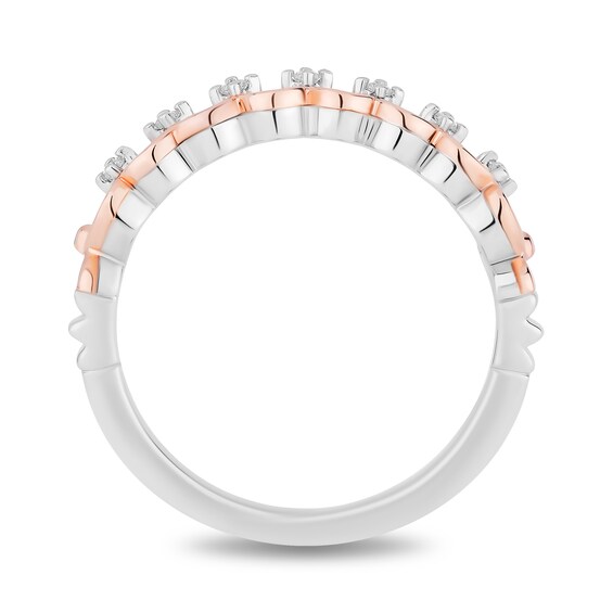 Enchanted Disney Majestic Princess 1/6 CT. T.w. Diamond Three Piece Ring Set in Sterling Silver and 10K Two-Tone Gold