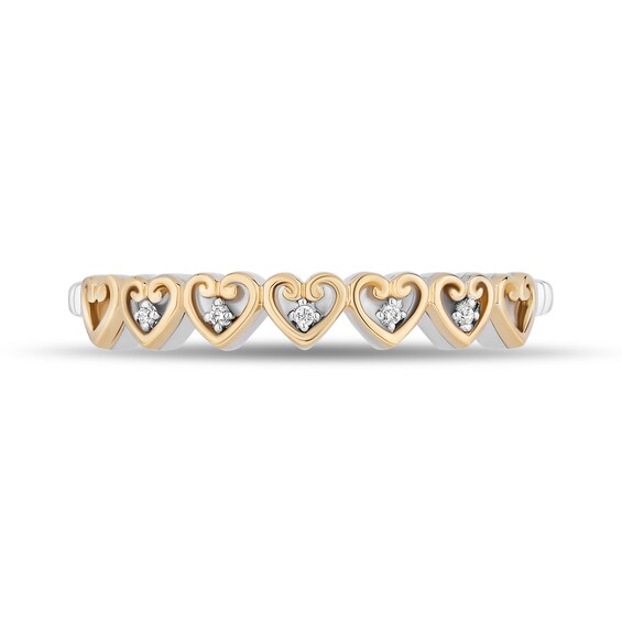 Enchanted Disney Majestic Princess 1/6 CT. T.w. Diamond Three Piece Ring Set in Sterling Silver and 10K Two-Tone Gold