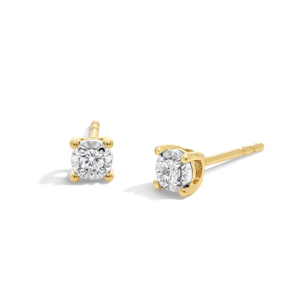 1/ CT. T.w. Diamond Miracle Solitaire Stud Earrings in Sterling Silver with 14K Gold Plate (J/I3