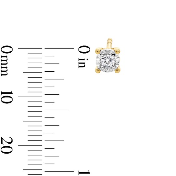 1/10 CT. T.w. Diamond Miracle Solitaire Stud Earrings in Sterling Silver with 14K Gold Plate (J/I3)