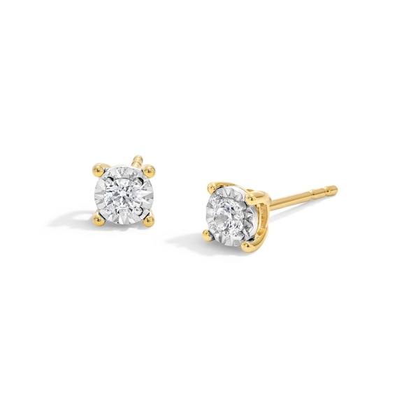 1/4 CT. T.w. Diamond Miracle Solitaire Stud Earrings in Sterling Silver with 14K Gold Plate (J/I3)