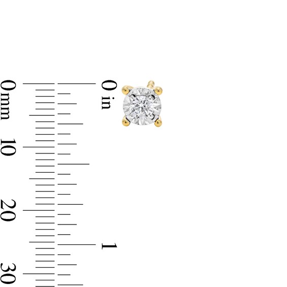 1/4 CT. T.w. Diamond Miracle Solitaire Stud Earrings in Sterling Silver with 14K Gold Plate (J/I3)