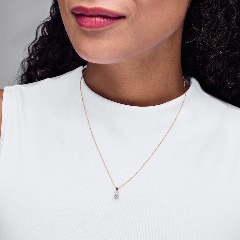 Main Image 2 of 1/4 CT. Diamond Miracle Solitaire Pendant in Sterling Silver with 14K Gold Plate (J/I3)