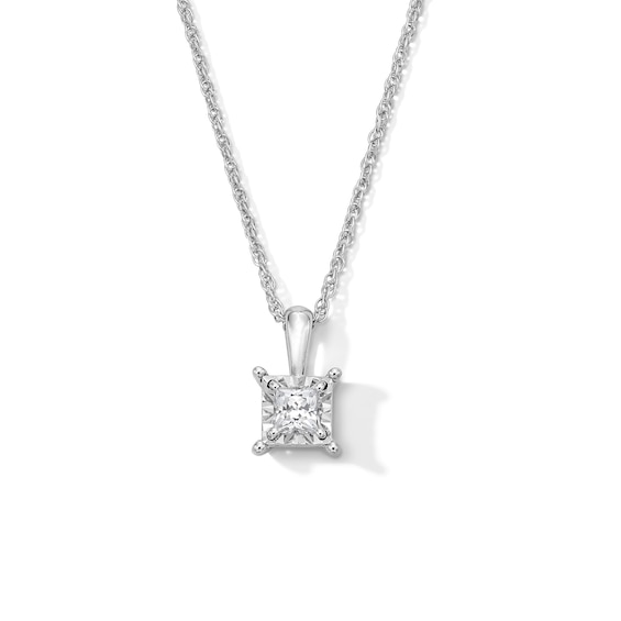 1/4 CT. Princess-Cut Diamond Miracle Solitaire Pendant in Sterling Silver (J/I3)