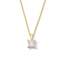1/4 CT. Princess-Cut Diamond Miracle Solitaire Pendant in Sterling Silver with 14K Gold Plate (J/I3)