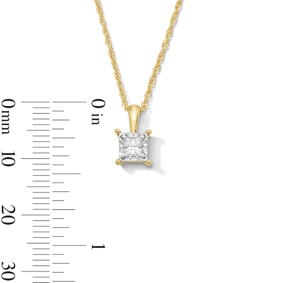 1/4 CT. Princess-Cut Diamond Miracle Solitaire Pendant in Sterling Silver with 14K Gold Plate (J/I3)