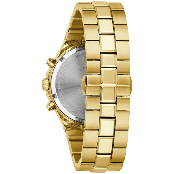 Men's Bulova Classic Prestige Gold-Tone IP Chronograph Watch with Black Dial (Model: 97B232)