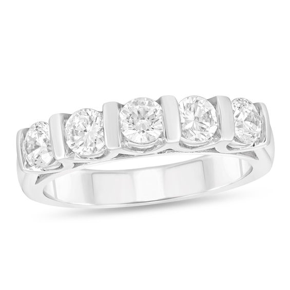 1 CT. T.w. Diamond Five Stone Anniversary Band in 14K White Gold