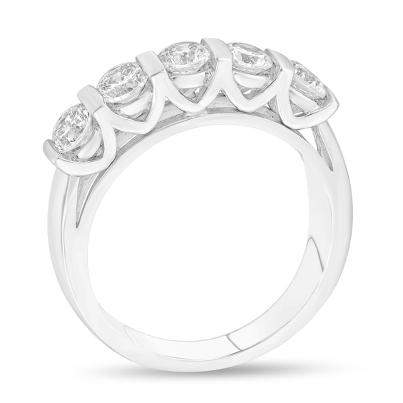 1 CT. T.w. Diamond Five Stone Anniversary Band in 14K White Gold