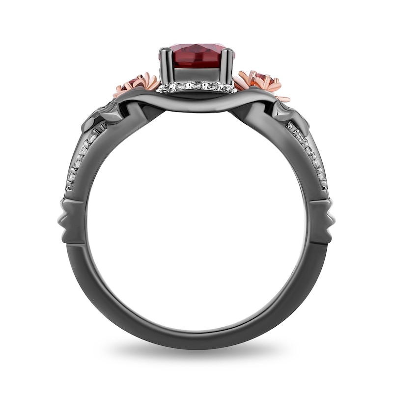 Main Image 3 of Collector's Edition Enchanted Disney Snow White Live Action Garnet and Diamond Ring in Sterling Silver and Rose Gold