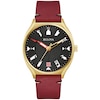 Thumbnail Image 1 of Men's Bulova Frank Lloyd Wright Gold-Tone IP Red leather Strap Automatic Watch with Black Dial (Model: 97A192)