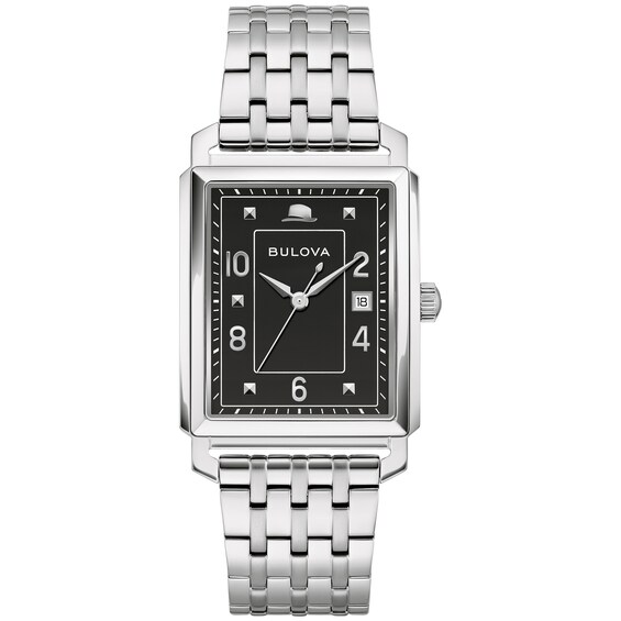 Men's Bulova Frank Sinatra 'The Very Thought of You' Collection Watch with Rectangular Black Dial (Model: 96B461)