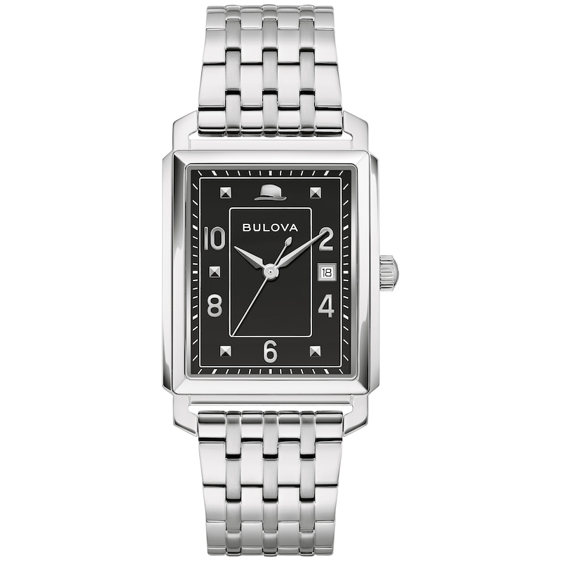 Main Image 1 of Men's Bulova Frank Sinatra 'The Very Thought of You' Collection Watch with Rectangular Black Dial (Model: 96B461)