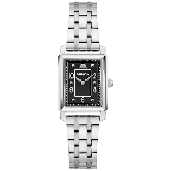 Ladiesâ Bulova Frank Sinatra 'The Very Thought of You' Collection Watch with Rectangular Black Dial (Model: 96L341)