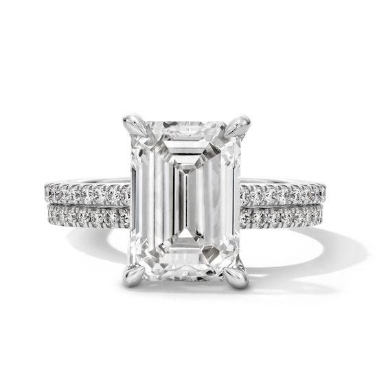 5-5/8 CT. T.w. Emerald-Cut Certified Lab-Grown Diamond Bridal Set in 14K White Gold (F/Vs2)