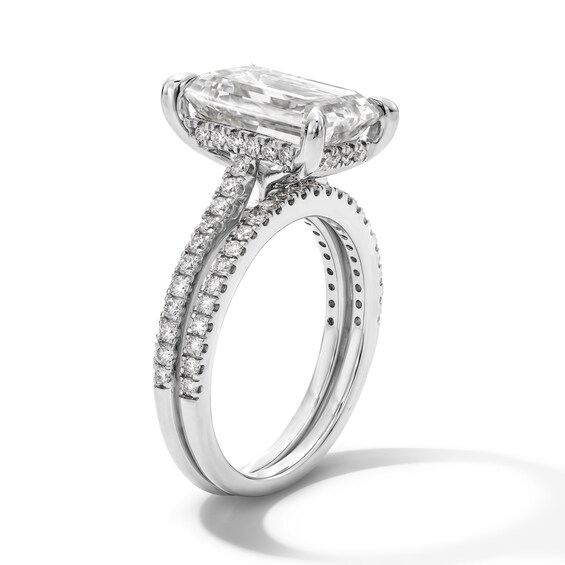 5-5/8 CT. T.w. Emerald-Cut Certified Lab-Grown Diamond Bridal Set in 14K White Gold (F/Vs2)